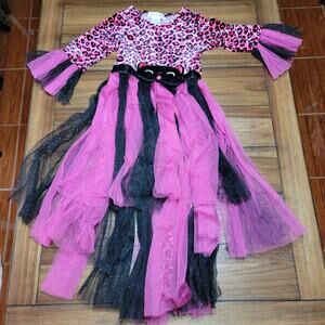 Princess Paradise Pink & Black Cat Dress/Costume w/ Tail - Size Large (10)